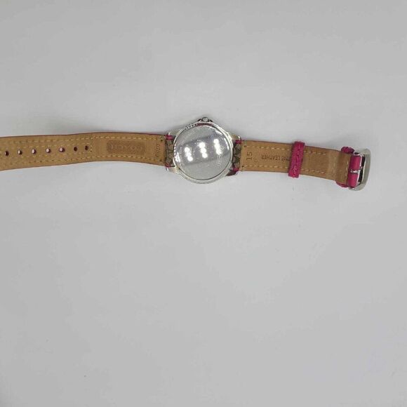 Coach Classic Signature Watch Pink Brown Logo Leather Band Working - Picture 7 of 9